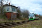 VT 307 der Erfurter Bahn (EB) am 13.4.2021 auf dem Weg von Leipzig nach Saalfeld/Saale.