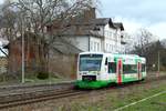 VT 329 der Erfurter Bahn (EB) am 14.4.2021 auf dem Weg von Leipzig nach Saalfeld/Saale.