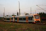 Im letzten Tageslicht verlassen VT 3.01  Luisa  und VT 3.03  Esther  als 30430 den Bahnhof Freiberg in Richtung Holzhau, 01.05.09