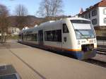 Der Regio Shuttle VT 529 der Ortenau-S-Bahn steht am Nachmittag des 17.03.12 im Bahnhof Ottenhfen im Schwarzwald,dem Endpunkt der Achertalbahn.