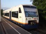 Der letzte Zug des Tages auf der Achertalbahn wurde am 28.06.12 vom Regio Shuttle VT 532 der Ortenau-S-Bahn gefahren.Hier steht er im Bahnhof von Achern.