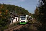 VT322+VT311 der Erfurter Bahn am 01.10.2012 als EBx37615 (Gera - Hof) nach Durchfahrt des Hp Schptitz