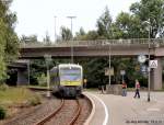 agilis-VT 718 kommt als RB von Selb in Oberkotzau auf Gleis 2 an.