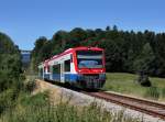 Der VT 65 und der VT 63 als RB nach Bayerisch Eisenstein am 02.08.2013 unterwegs bei Zachenberg.