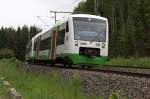 VT 308 + VT 316 der Erfurter Bahn sind auf dem Weg von Hof nach Gera.