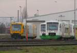 ODEG VT 650.63 + EB VT 011 + VT 010 am 02.01.2016 in Erfurt Ost.