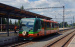 654 045 der GW Train wartet am 20.06.18 auf die Abfahrt nach Karlovy Vary.