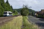 Rurtalbahn 6.14.1 passiert die Fotograf bei Oberwinter als Dienstfahrt.
Samstag 22 Juni 2013.
