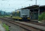 Zwei VT 672 der Burgenlandbahn warten auf Gleis 5 in Naumburg (Saale) Hbf auf die Ausfahrt nach Nebra; 13.07.2008