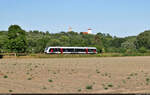 Unterhalb der Burg Freckleben nimmt ein gut gefüllter 1648 (Alstom Coradia LINT 41) Kurs auf Sandersleben(Anh).