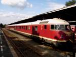 der Vt 08  Weltmeisterzug  als RB nach Braunschweig im Bahnhof Bad Harzburg