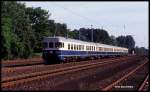 Ein vierteiliger VT, vorn Motorwagen 624662, bildete am 23.7.1991 den E 8610 von Osnabrück nach Münster.