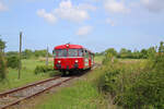 798 309-0 und 789 308-2 der Angelner Dampfeisenbahn sind auf dem Weg von Kappeln nach Süderbrarup, hier bei Wagersrott.