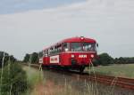 Uerdinger Schienenbus in Doppeltraktion VT 3.09 + VT 3.08 am 07.06.2008, dem Tag des 125 Jhrigen Jubilums der AKN Eisenbahn AG.