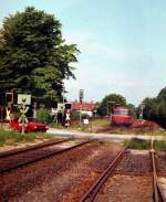 Enfahrt im Bahnhof Saalburg aus Richtung Kppern - rechts das Anschlugleis des Quarzitwerkes, 1.