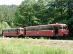 Am 09.07.10 konnte ich im Rodachtal zwischen Nordhalben und Steinwiesen 798 731 mit 998 744 der EFR bei einer Sonderfahrt anlsslich der Erffnung des parallel verlaufenden Radweges fotografieren.