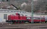 Eifelbahn 260 109 und 798 760 am 11.1.2012 in Linz am Rhein.