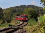 Der VT 98 der PEF am 03.10.2012 unterwegs bei Waldkirchen.