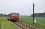 Schienenbus des DDM anlsslich des 125 jhrigen Bestehens der Strecke Mnchberg - Helmbrechts am 03.06.2012 am Haltepunkt Hildbrandsgrn als Planleistung