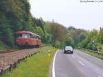 Zwischen Untersteinach und Eberau lagen Bahn und Straße am Nordrand des Mittel­ebrachtals.