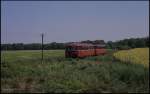 Schienenbus 796796 als N nach Bremervörde am 24.5.1989 um 13.06 Uhr bei Deinste.