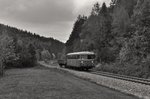 798 706 mit einem Güterwagen am 10.10.2015 bei Gotteszell.