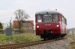 Köstner Schienenbusreisen mit FerienExpress  Glück auf  auf dem Weg von Zinnowitz nach Chemnitz am 14.04.2019 - hier zwischen Karlsburg und Züssow.