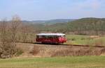 Am 30.03.19 gab es den letzten planmäßigen Einsatz von 772 140 im Schwarzatal. Hier zu sehen 772 140 als RB29879 in Bechstedt.