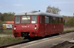 Zu Plandienstehren kommt hier  VT  172 001 - 1  auf der Strecke Neustrelitz - Mirow.