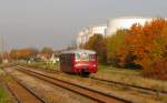 EBS 772 345, unterwegs für die IG Hirzbergbahn, als DPE 80406 aus Gotha, am 31.10.2015 bei der Einfahrt in Emleben.