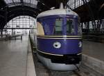 Der Fliegende Hamburger auf dem Museumsgleis in Leipzig Hbf.