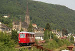 Triebwagen T14 der Selfkantbahn auf dem Weg zum Brohler Hafen am 26.08.2017