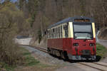 187 019-5 auf dem Wege von Gernrode nach Nordhausen Nord, hier bei Strassberg.20.04.2019 12:44 Uhr.