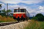 Am 29.10.1984 war dieser MAN - Schienenbus auf der Hohenzollerischen Landesbahn unterwegs.