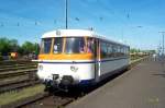VT6 der RSE am 13.5.2001 auf Sonderfahrt im Bahnhof Troisdorf