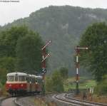 Jubilum 5 Jahre Ringzug:Nachschuss VT 5 und 9 mit VS 14 als Sdz *** nach Tuttlingen  in Fridingen 13.9.08