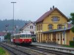 Am 09.08.13 gab es bei der Schwbischen Alb Bahn einen Fahrtag. Hier der MAN Triebwagen VS 14 mit VT 8 bei der Ausfahrt in Mnsingen.