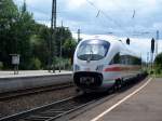 Nachschuss des ICE-TD Richtung Hamm/Dortmund durchfhrt den Bahnhof Minden  (3.8.2007)