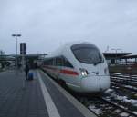 ICE38 von Koebenhavn H Richtung Berlin-Ostbahnhof kurz nach der Ankunft im Bahnhof Puttgarden.(26.12.09)