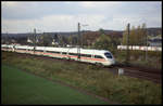 Nur kurzzeitig waren Einsätze der Diesel ICE-TD 605 auf der Rollbahn zu beobachten. Am 27.10.2006 kam eine solche Doppeleinheit in Richtung Münster hier durch den Bahnhof Lengerich in Westfalen.
