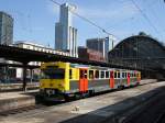 Ein VT 2E der TSB am 27.08.2009 bei der Ausfahrt aus Frankfurt am Main Hbf.