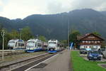 Triebwagentreffen in Bayrischzell am 24.09.2017: Von links nach rechts VT 103, 116 und 117 der BOB