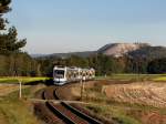 Der VT 110 und der VT 113 mit einem Sonderzug nach Amberg am 15.10.2011 unterwegs bei Hirschau.