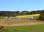 Der VT 113 und VT 110 der BOB bei einer Sonderfahrt nach Schnaittenbach am 15.10.2011 unterwegs bei Gebenbach.