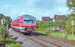 610 014 legte sich am 4.9.06 auf dem Weg nach Bayreuth s�dlich von Hohenstadt in die Kurve.