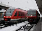 Der 648 814 und der 610 012 am 20.02.2009 in Nrnberg Hbf.