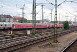 Eine Dreifachtraktion der BR 610 fhrt am 24.07.10 aus Richtung Nrnberg Hbf komemnd am S-Bahnhof Drrenhof vorbei.