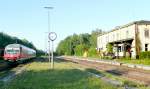 Der Pendolino 610 508 fhrt am Abend des 18.8.08 durch den Bahnhof Irrenlohe nach Schwandorf.