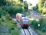 Pendolino 610 508 erreicht am 18.8.08 auf dem Weg nach Schwandorf den Abzweigbahnhof Irrenlohe. Rechts das Gleispaar von und nach Weiden.