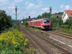Ein 611 Doppel durchfhrt am 26.08.07 als IRE nach Aulendorf den Bahnhof Esslinen - Zell.
